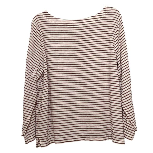 Artisan NY Linen Pullover Top XL Striped Peasant Cottagecore Sailor Coastal - Picture 3 of 5